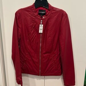 Express red moto faux-leather jacket
